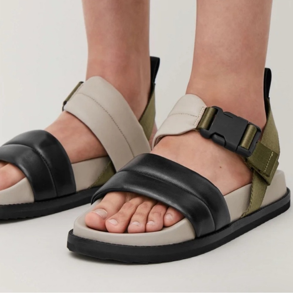 COS 100% leather padded buckle sandals